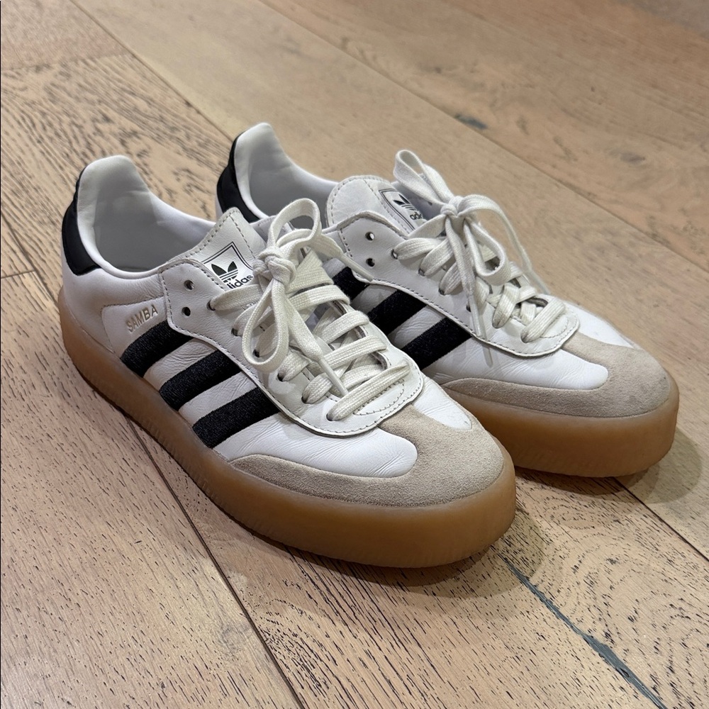 Adidas Samba White and Black with Gum Sole